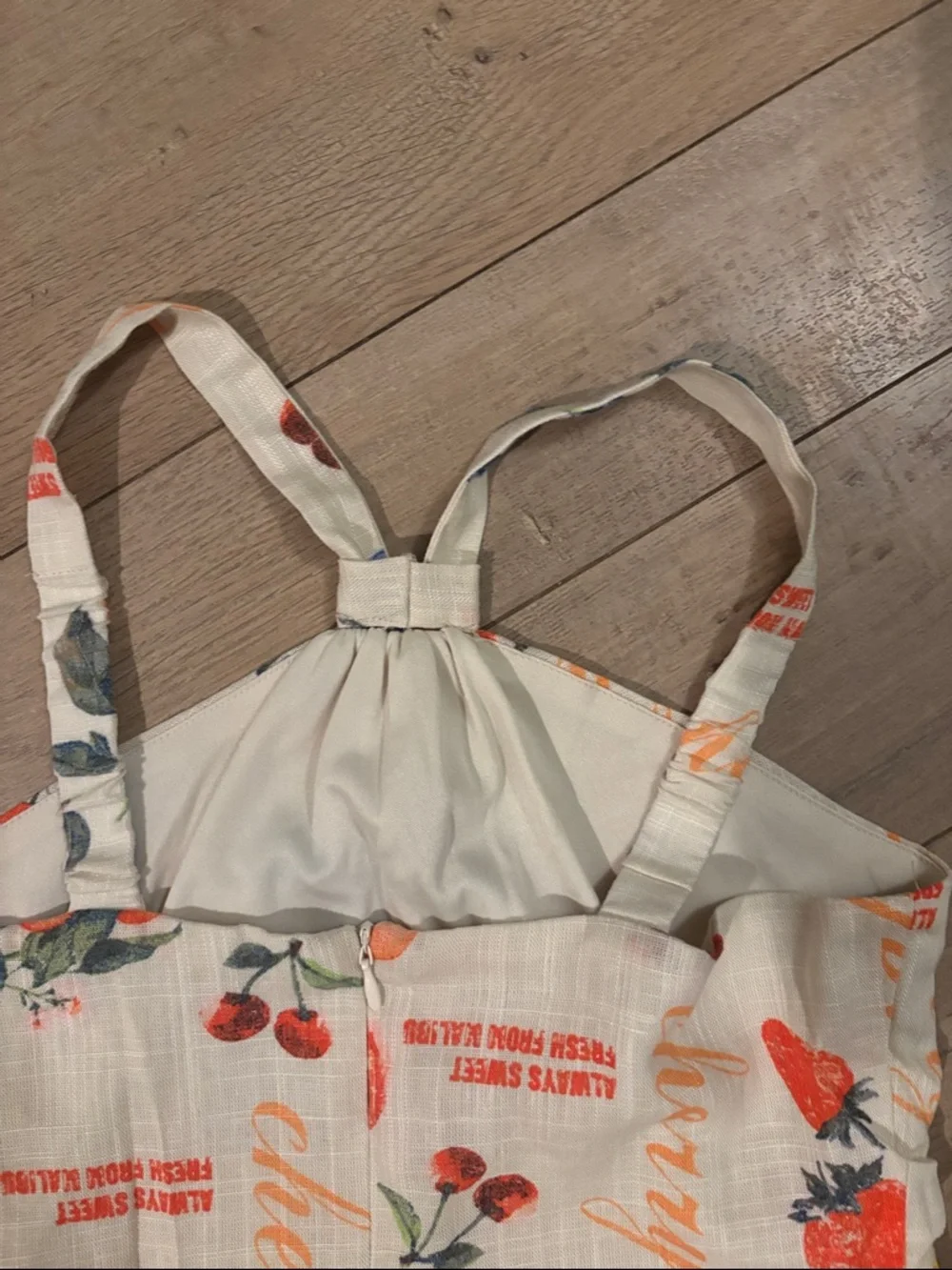BUNDLE $3/$15  art class Cream Fruit-Print Halter Dress L 10-12 New